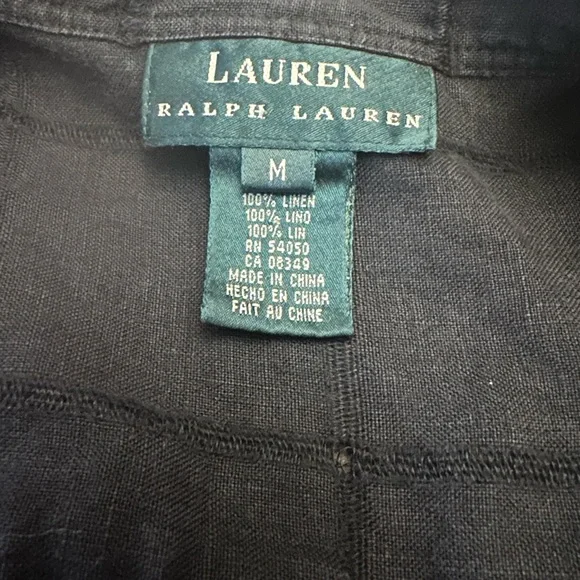 Vintage Ralph Lauren Black Linen Button-Up Shirt - Picture 4 of 5